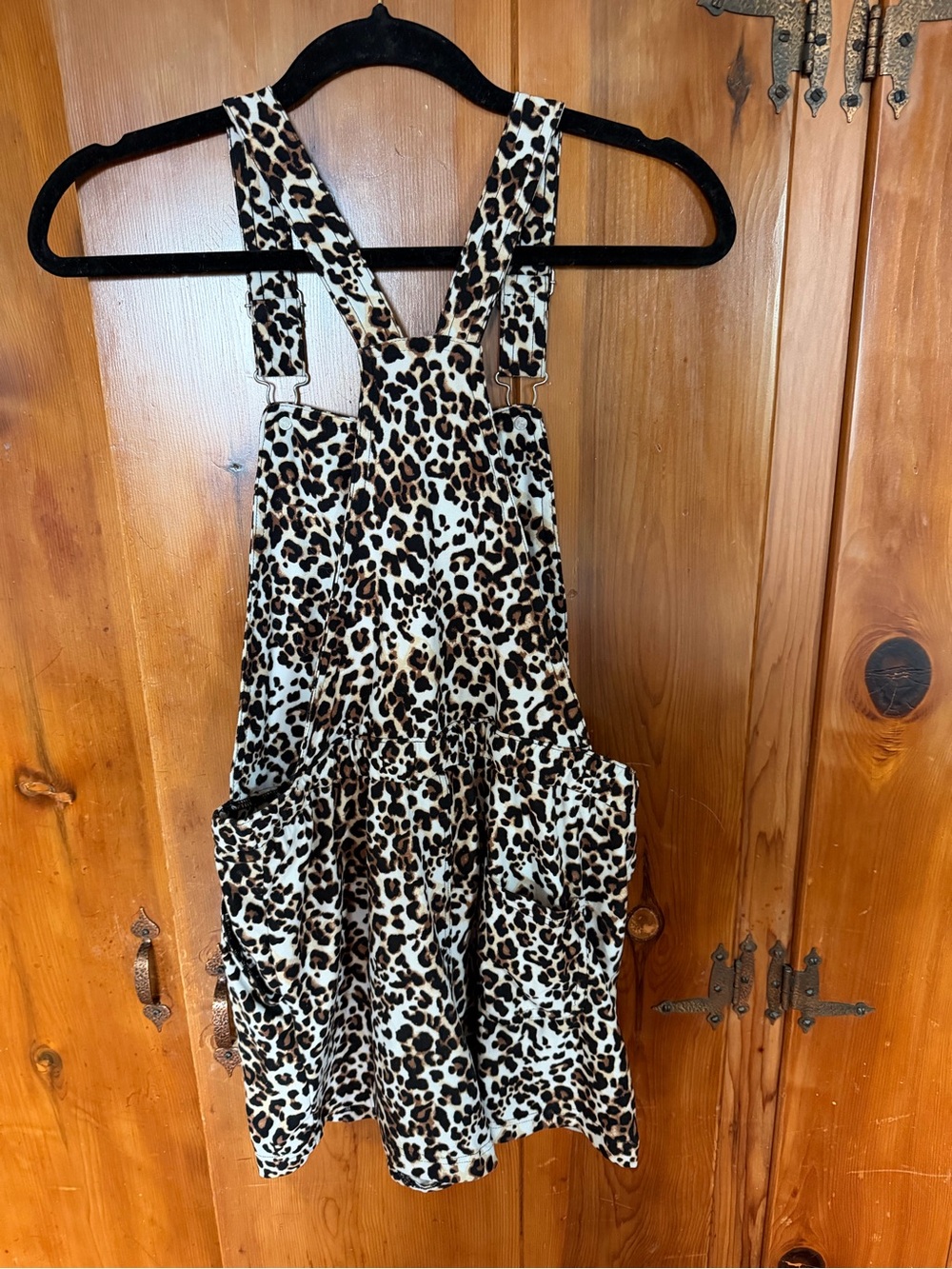 Leopard Print Short Overalls - Brown/Black - Picture 2 of 2